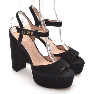 Womens Stuart Weitzman Ryder 95 $495 Platform Sandal 10 M Black Shoes New in Box - Image 1 of 4