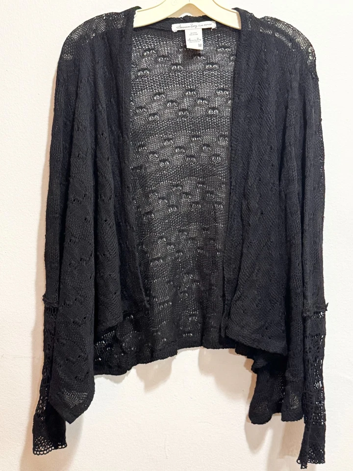 Cardigã American Rag crochê renda rosto aberto suéter de malha tamanho M - Imagem 1 de 4