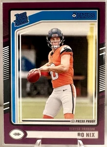 2024 Panini Donruss Rated Rookie Purple Press Proof Bo Nix #369 Rookie RC - Picture 1 of 2