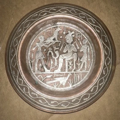 Antigua placa de lata de cobre persa hecha a mano - 6 pulgadas Foto 1 de 2