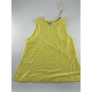 A New Day Women's Terry Slit Side Tank Top Yellow Shirt Stretchy Small New - Picture 1 of 7