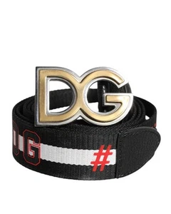 Dolce & Gabbana DG Logo Belt with Stripes Men Black And White - Imagen 1 de 7