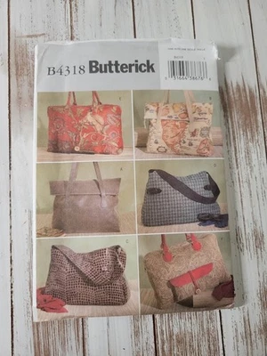 Butterick B4318 Purse Sewing Pattern One Size Uncut DIY Handbag Tote - Image 1 of 3