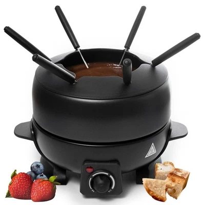Conjunto de panela elétrica de fondue - 2 litros panela elétrica preta com 6 de aço inoxidável... - Imagem 1 de 4