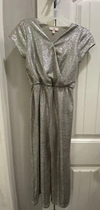 GBGirls Metallic Romper Size M 8-10 Girls Concert Outfit Holiday Jumpsuit Silver - Picture 1 of 2