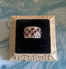 Exquisite 18KT White Gold GENUINE RUBY & DIAMOND Engagement Wedding Ring VINTAGE