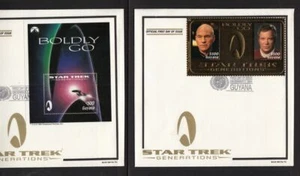 1994 Star Trek Generations 24k gold Kirk & Picard, FDC $500 stamp, Guyana - Picture 1 of 3