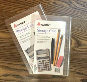 2x Avery K&M Click Seal Storage Case Clear Vinyl 3 Hole Pencil Pouch VZ-0 69433 - Picture 1 of 6