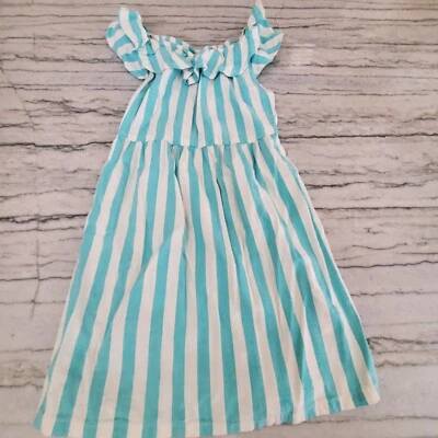 Vestido Solero Old Azul Marino Niñas Azul Aqua y Crema Rayas Volantes Talla XS (5) Foto 1 de 4