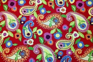 RICHLOOM MARISOL CADMIUM RED FLORAL PAISLEY HEAVY COTTON MULTIUSE FABRIC BY YARD - Picture 1 of 5
