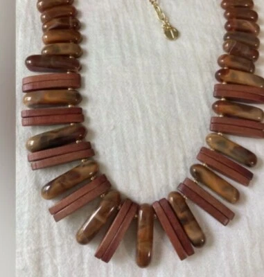 Collar Talbots Inspirado Tribal Imitación Madera Plástico Cuentas Años 60/70’s Foto 1 de 4