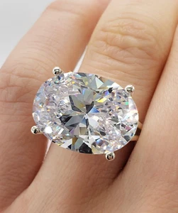 Rare 15 Ct Certified Treated Off White Diamond Solitaire Promise Ring.925 Silver - Picture 1 of 10