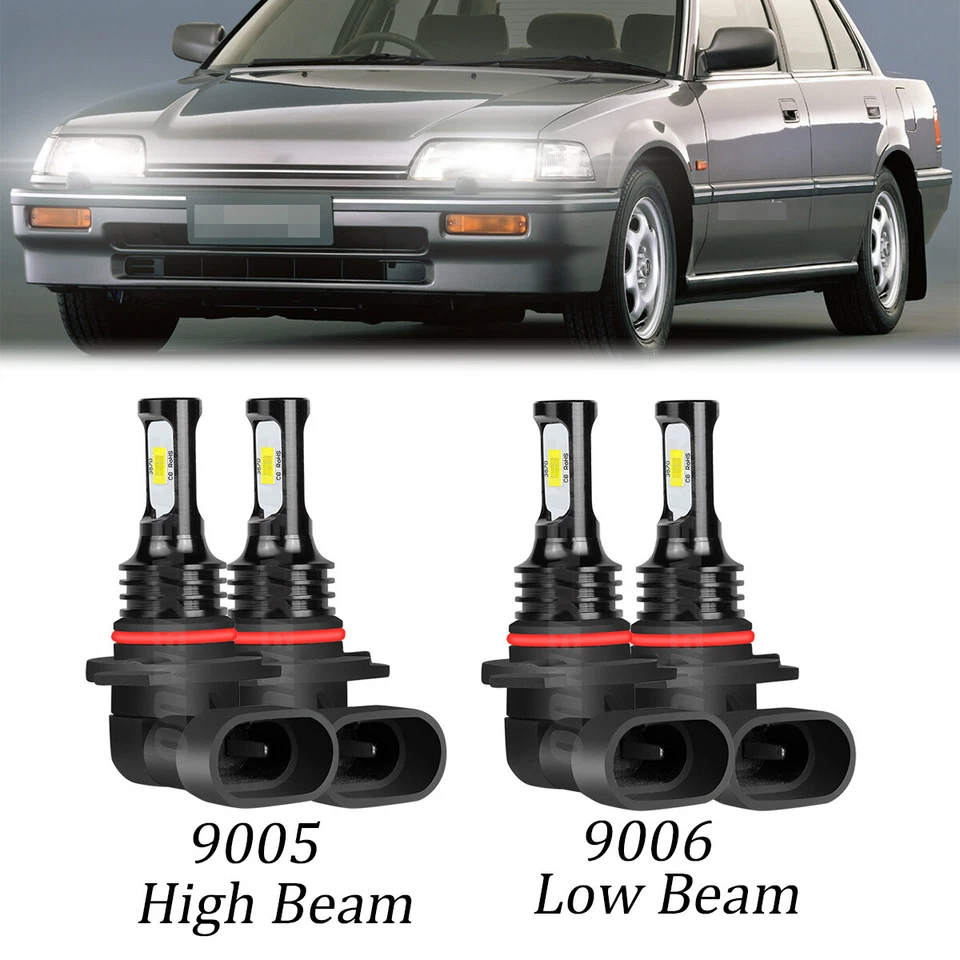 For Honda Civic 1988 1989-1991 LED Headlight Hi-Lo Beam Bulbs 6000K Bright White - Image 1 of 4
