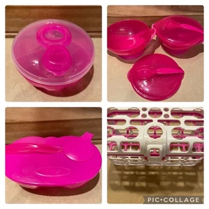 Munchkin Feeding Baby Snack Container Formula Bowls w/Lid Spoon Pink Lot of 4 - Picture 1 of 15