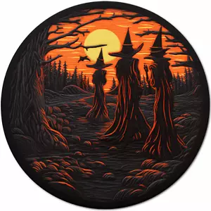 Witch Embroidered Applique Patch - Halloween Badge (Iron on) Caldron, Broomstick - Picture 1 of 12