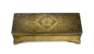Shabby But Chic Paris Decor Gold Finish Metal Hinged Gold Lock Box Japan 0021010 - Picture 1 of 6