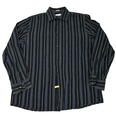 Calvin Klein Shirt Mens Large Blue Striped Long Sleeve Button Up Business Preppy - Image 1 of 4