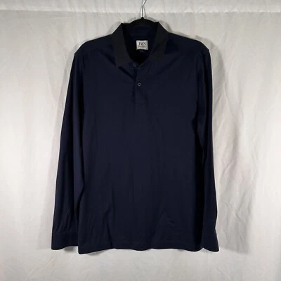 Рубашка мужская John W Nordstrom средняя темно-синяя в полоску с длинным рукавом с воротником хлопок - Изображение 1 из 4