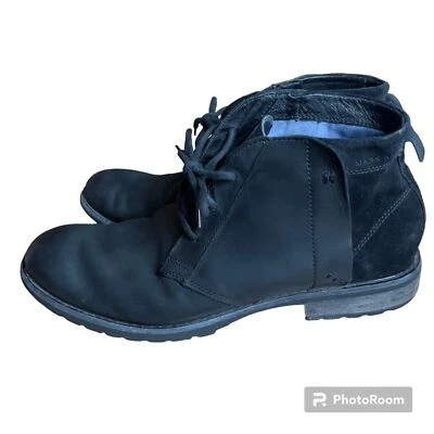 Mark Nason Hombres Loretto Negro Nubuck Cuero Bota EE. UU. 11.5 Tobillo Chukka Con Cordones Foto 1 de 4