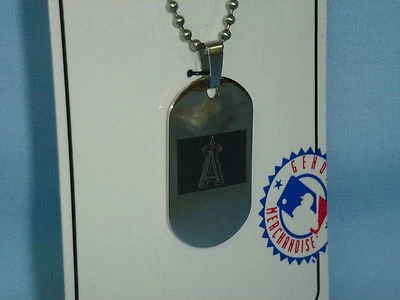 LOS ANGELES Anaheim ANGELS Stainless Steel LASER DOG TAG MEDALLION on chain NIP - Image 1 of 4