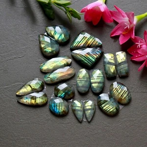 Lote de 9 pares de piedras preciosas de corte labradorita natural de 165 quilates 8x13-10x22 mm #12564 - Imagen 1 de 8