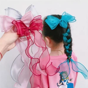 Baby Girls Kids Ribbon Bow Princess Chiffon Hair Ribbon Party Princess Bow xmas - Picture 1 of 6