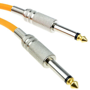 PRO 6.35mm Low Noise Guitar Lead Mono Cable Metal Connectors Orange 5m GOLD Tip
