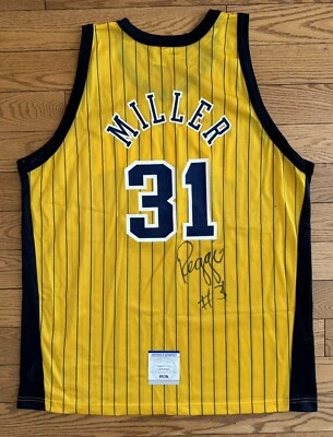 Camiseta firmada por Reggie Miller de los Indiana Pacers certificado de autenticidad PSA/DNA #31 NBA All Star ¡HOF! Foto 1 de 4