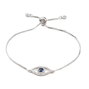 5 pulseras deslizantes de ojos ajustables de latón cúbico de zirconia bolo con cadenas de caja - Imagen 1 de 5