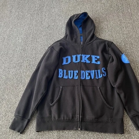 Duke University Blue Devils Men's Hoodie Size Medium Black Blue Lettering Thick Cover