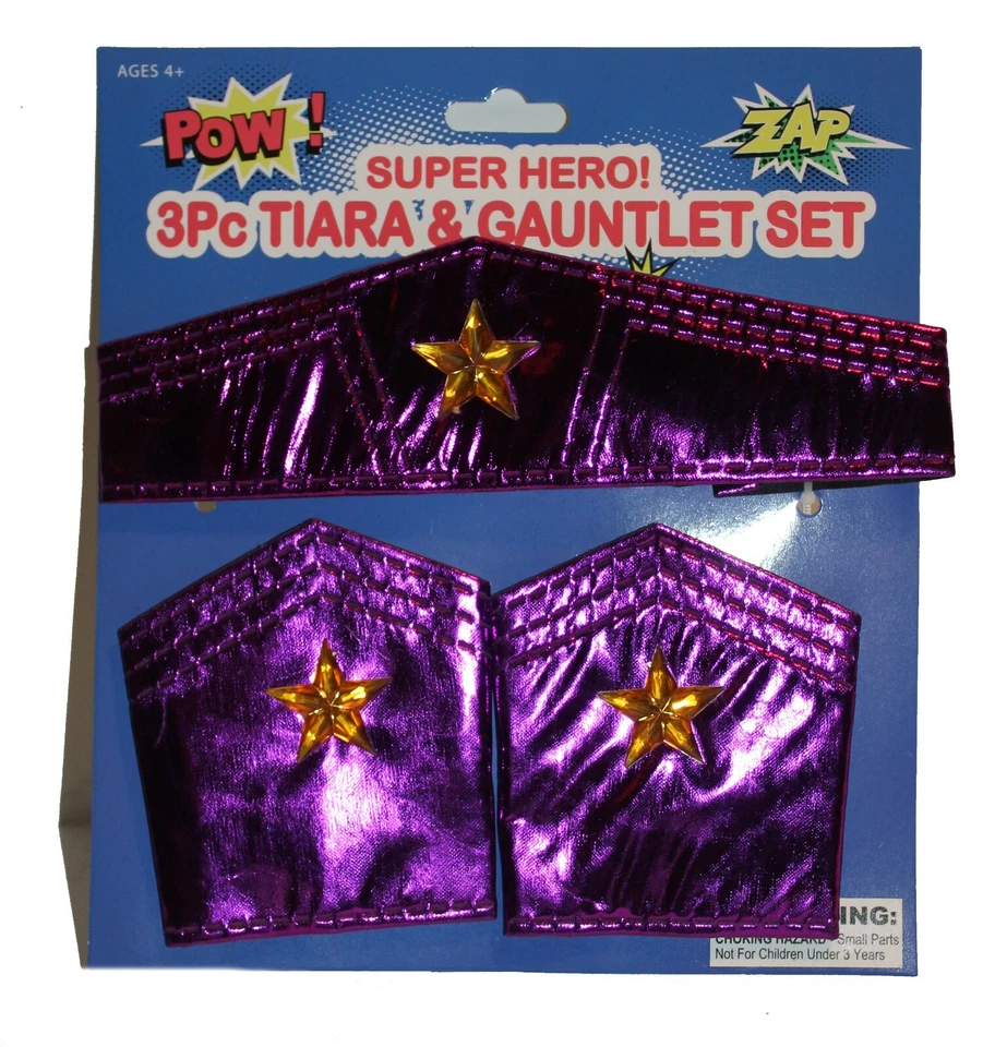 Juego de 3 Tiara y Guantelete, Disfraz Accesorio Mujer Superhéroe con Cierre Magnético Foto 1 de 4