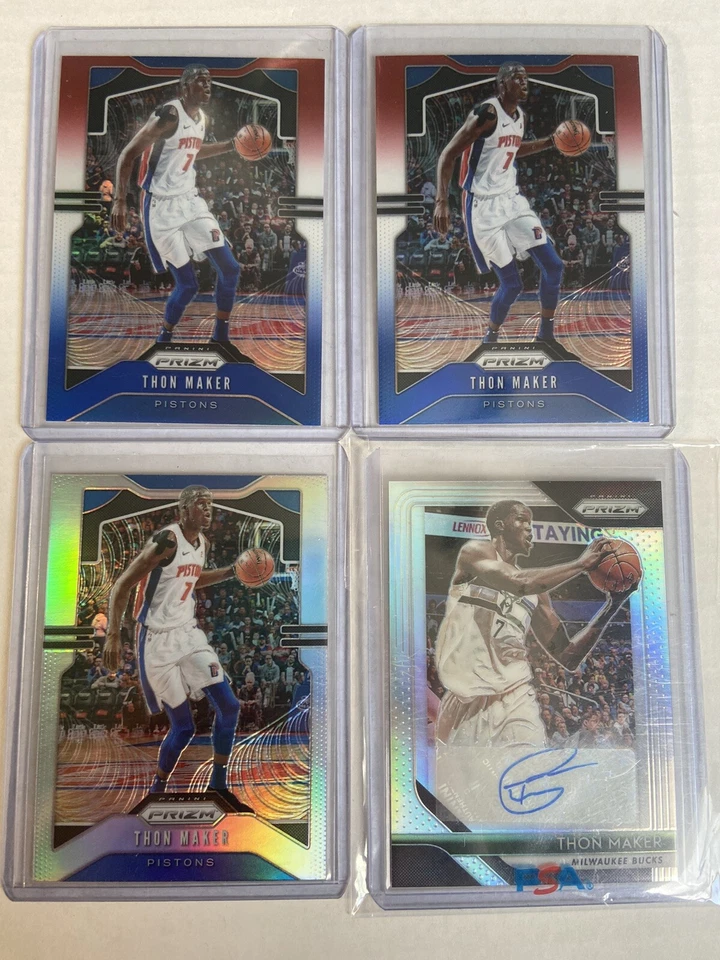 2019-20 Prizm 4x Card Lot Thon Maker Silver Auto, Silver, Red White Blue  Prizm - Image 1 of 2