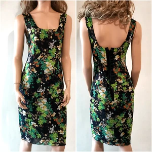 🆓US🛃  vintage D&G Dolce&Gabbana lace up Silk floral Printed Dress IT 44 - Picture 1 of 15