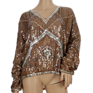 Vintage Nolan Miller Dynasty Collection Silk Beaded Sequin Top Women's Small - Picture 1 of 9