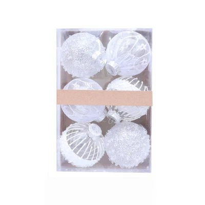 Palline di Natale in plastica trasparente addobbi 8 cm per albero e scene di fes - Immagine 1 di 4