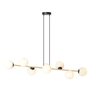 Lampada Pendente Tavolo da Pranzo Schermo Palla 140 CM Lungo Nero Bianco Oro E14 - Foto 1 di 8
