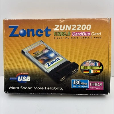 Zonet • I2-Port USB 2.0 • CardBus Card • ZUN2200 • Hi-Speed USB • FREE SHIP! - Image 1 of 4