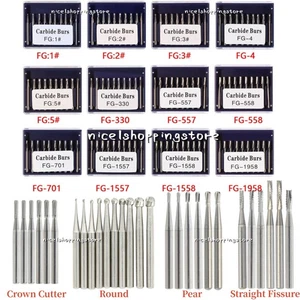Fresas dentales modelo 94 FG redondas/fisura/forma de pera de carburo de tungsteno 19 21 25 mm - Imagen 1 de 37