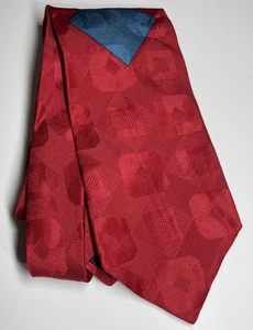 Bugatti Herren Krawatte 100% Seide Rot Jacquard Geometrisch Krawatte 58x4 - Bild 1 von 9