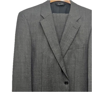 Men’s Suit Size 42L 36Wx34L Jos A Bank Gray Brown Plaid 2PC Suit - Picture 1 of 15