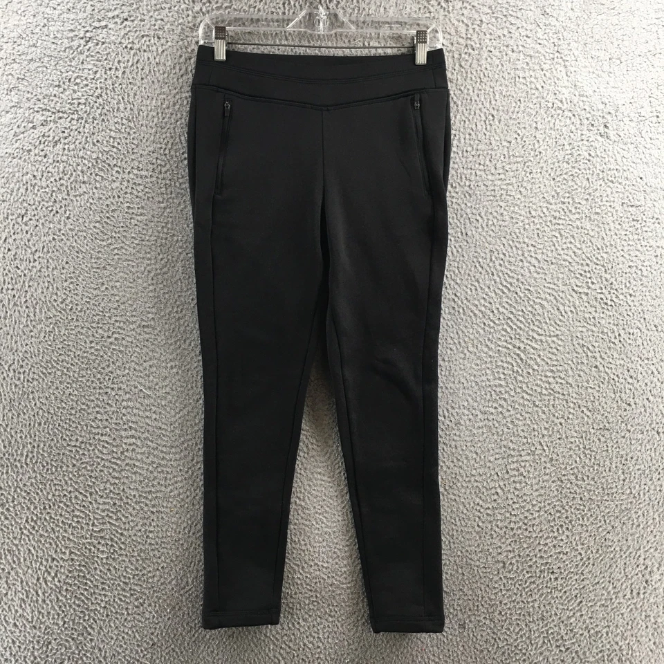 Talbots Polartec Fleece Leggings Womens SP Black Mid Rise Pull On Zip Pockets - Image 1 of 4