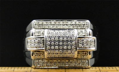 Anel de noivado de moissanita real masculino 3,00 CT folheado a ouro branco 14k prata - Imagem 1 de 4