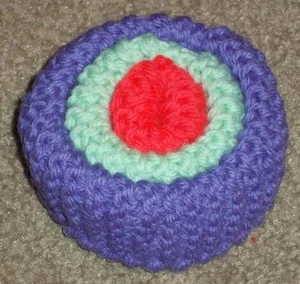 VINTAGE COLORFUL KNITTED / CROCHETED PIN CUSHION - Picture 1 of 3
