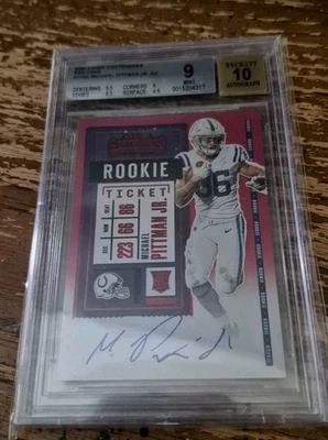 Michael Pittman Jr. Boleto de novato tarjeta automática zona roja variación BGS 10/9 Foto 1 de 4