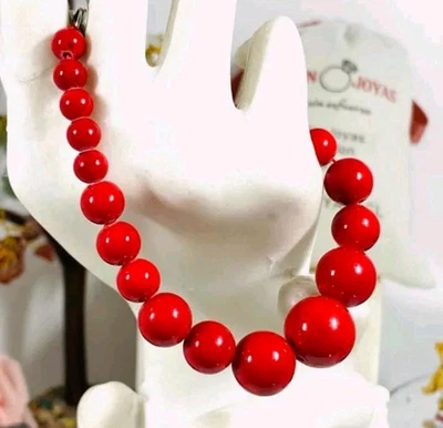 Bracciale autentico corallo rosso naturale con GARANZIA 6-14 mm NUOVO - Immagine 1 di 3