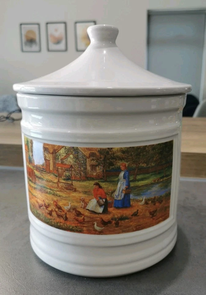 Vintage Marks And Spencer Ceramic Biscuit Barrel Cookie Jar Storage  - Image 1 of 4