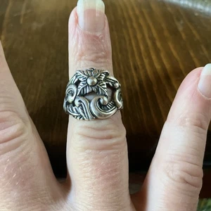 Carolyn Pollack Relio Ring oxidiert 925 Sterling Silber Blume Größe 7 Neu - Bild 1 von 7
