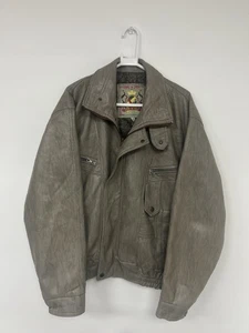 Alta Moda Leather Jacket Grey Made In Italy Full Zip Zipped Pockets Size XL - Picture 1 of 11