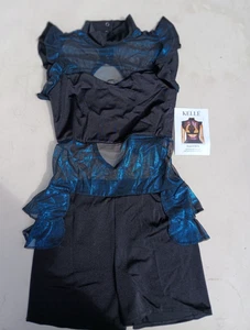 Dance Jazz Ballet Costume suit Aqua and Black Large Adult by KELLE - Picture 1 of 4