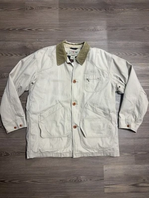Abrigo LL Bean Franela Forrado Tareas Campo Granero Hombre Grande Tostado Beige Pana Foto 1 de 4